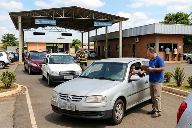 Veículo aguardando licenciamento em Salto.